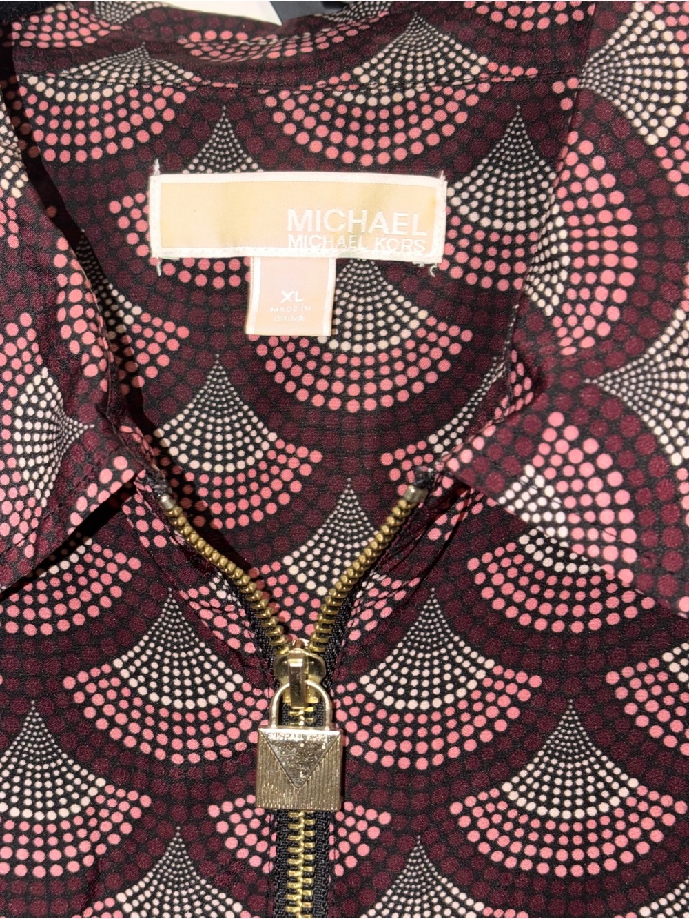 Michael Kors Womens Burgundy Zip-Front Shirt top blouse adjustable sleeves XL - Picture 6 of 11